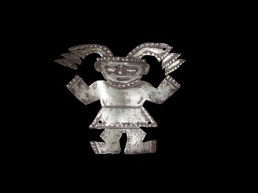 2"  x  2" Pre Columbian Silver Human Effigy Decoration Found In Peru