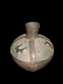 7" Tall Chavin Effigy Vessel 900-200 BC Rain and Stork Effigy Pre Columbian Andean Culture