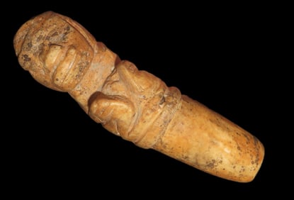 3 1/2" x ! 1/2" Bone Human Effigy Pre Columbian Found In Peru South America