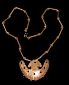 20" long w/o Pendant, Pre Columbian  Copper Necklace From Brazil