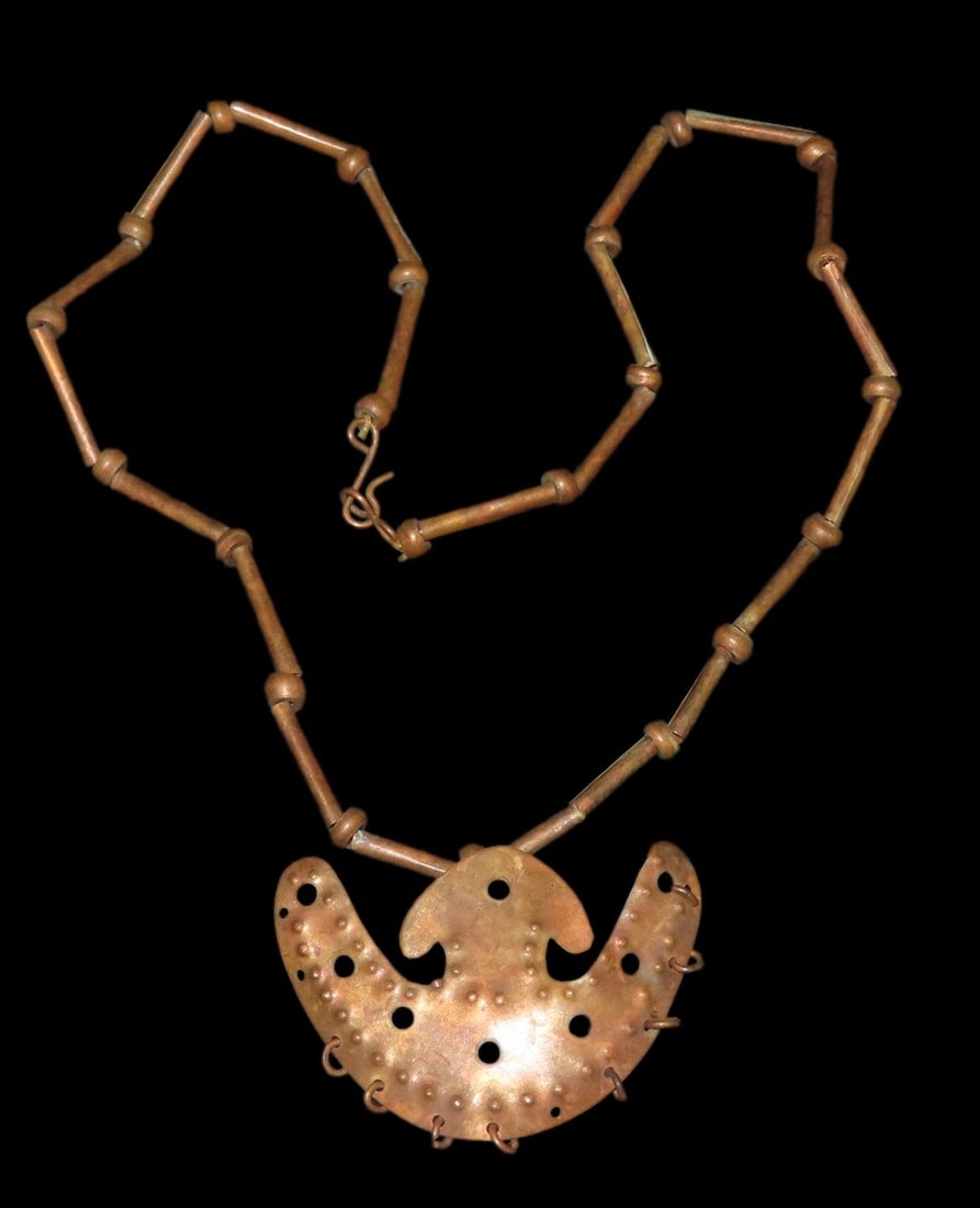 20" long w/o Pendant, Pre Columbian  Copper Necklace From Brazil (1 of 8)