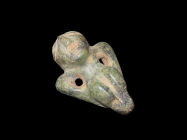 1 1/8" x 1 5/8" Jade Human Effigy Pendant, Motley COA, found in South America, Ex Steve Barras