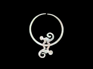 2" x 2 3/4" Copper Nose Ornament/Decoration feat. Monkeys, Motley COA, found in South America, Ex