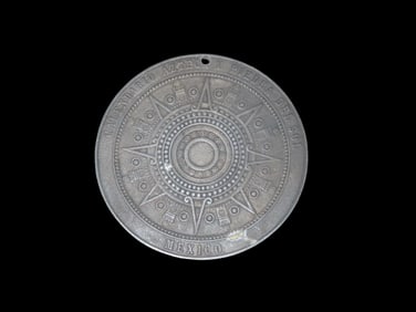 2 7/8" Dia Aztec Calendar Copper Coin Pendant