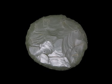 2 7/8" Extremely Rare African Neolithic Tenerian Culture Green Jasper Sun Disc/Game Flint, Exposed S