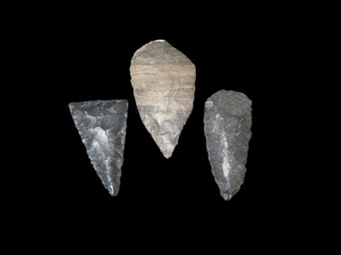 Set Of 3 Early Triangular Points 9000-7000 Years B. P. Comanche Co Texas