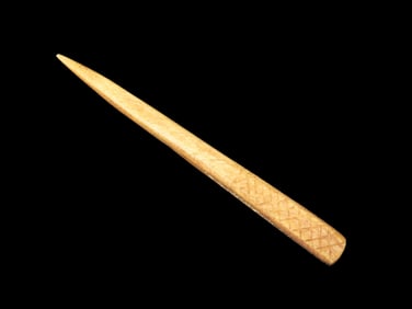 4 1/4" Bone Needle Engraved Top Alaska Eskimo Inuit