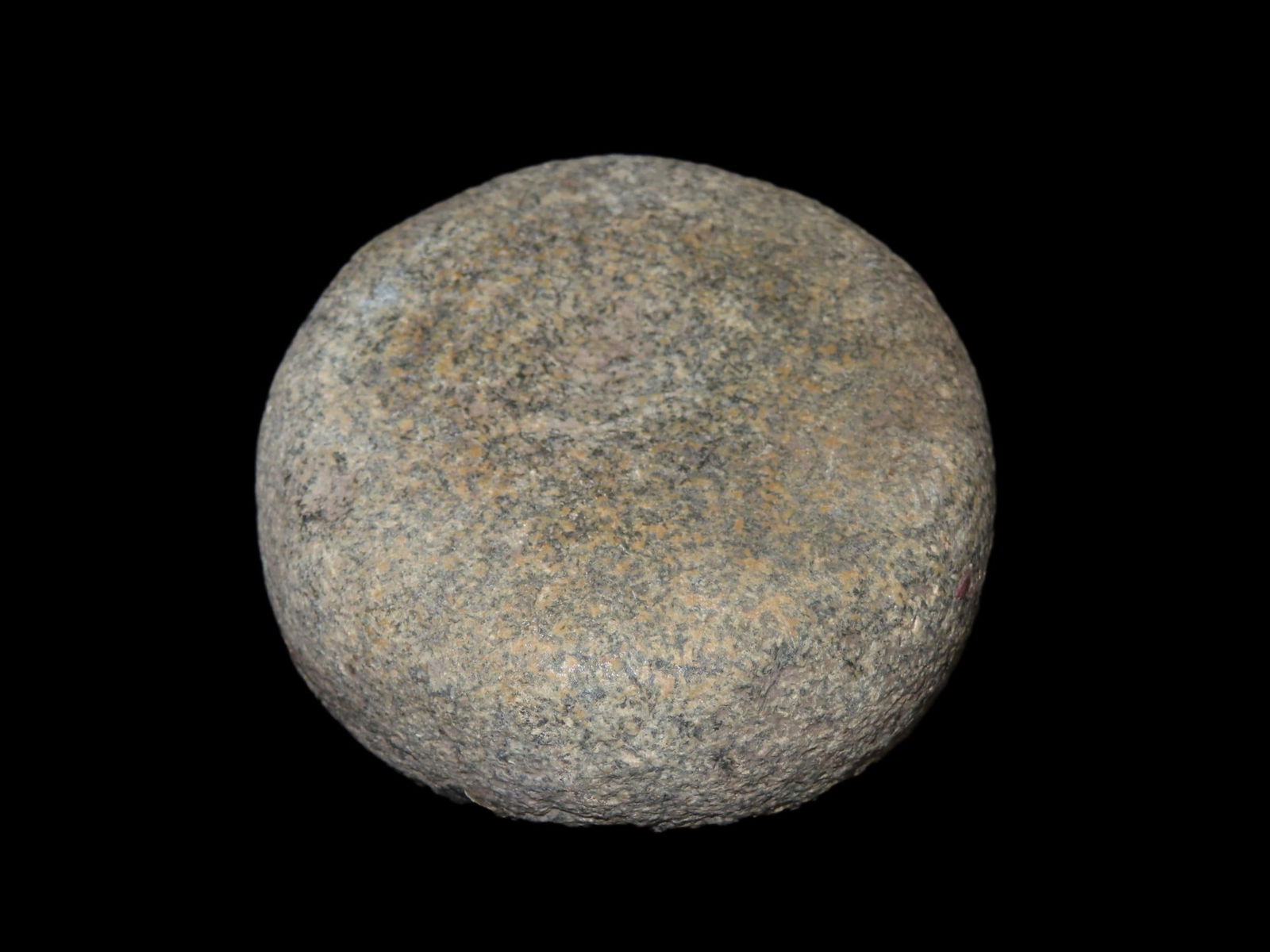 3 1/2" x 1 3/8" Double Dish Green Granite Discoidal, found in Saline Co., Missouri, Ex Heike (1 of 4)