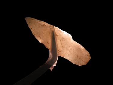 2" x 5/8" Fish Spear Pt, Crystal Quartz, found at The Beaver Site on the Marvin Farm in Attleboro,