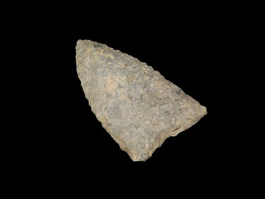 1 3/8" x 7/8" Clovis, Early Paleo 14,000-9,000BP, Grey Rhyolite, found at The Beaver Site on the