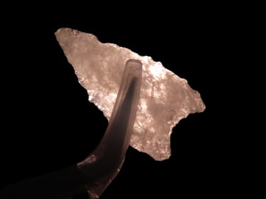 1 3/8" x 5/8"  Crystal Quartz Clovis , found at The Beaver Site on the Marvin Farm in Attleboro,