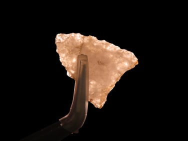 1 1/16" x 11/16" Late Paleo Crystal Quartz Alamance/Clovis, 12,000-10,000 BP, found at The Beaver