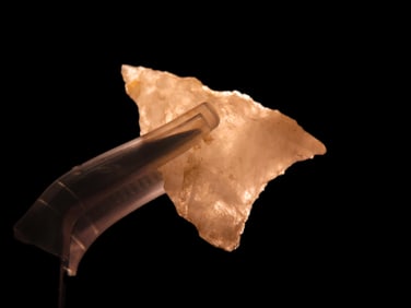 1 1/16" x 3/4" Late Paleo Crystal Quartz Alamance/Clovis, 12,000-10,000 BP. found at The Beaver Site