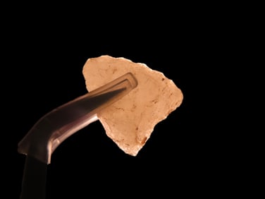 7/8" x 11/16" Late Paleo Crystal Quartz Alamance/Clovis, 12,000-10,000 BP, found at The Beaver Site