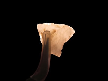 3/4" x 5/8" Late Paleo Crystal Quartz Alamance/Clovis, 12,000-10,000, found at The Beaver Site on