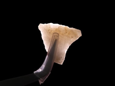 15/16" x 3/4" Late Paleo Crystal Quartz Alamance/Clovis, 12,000-10,000 BP, found at The Beaver Site