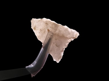 1 1/16" x 15/16" Late Paleo Crystal Quartz Alamance/Clovis, 12,000-10,000 BP, found at The Beaver