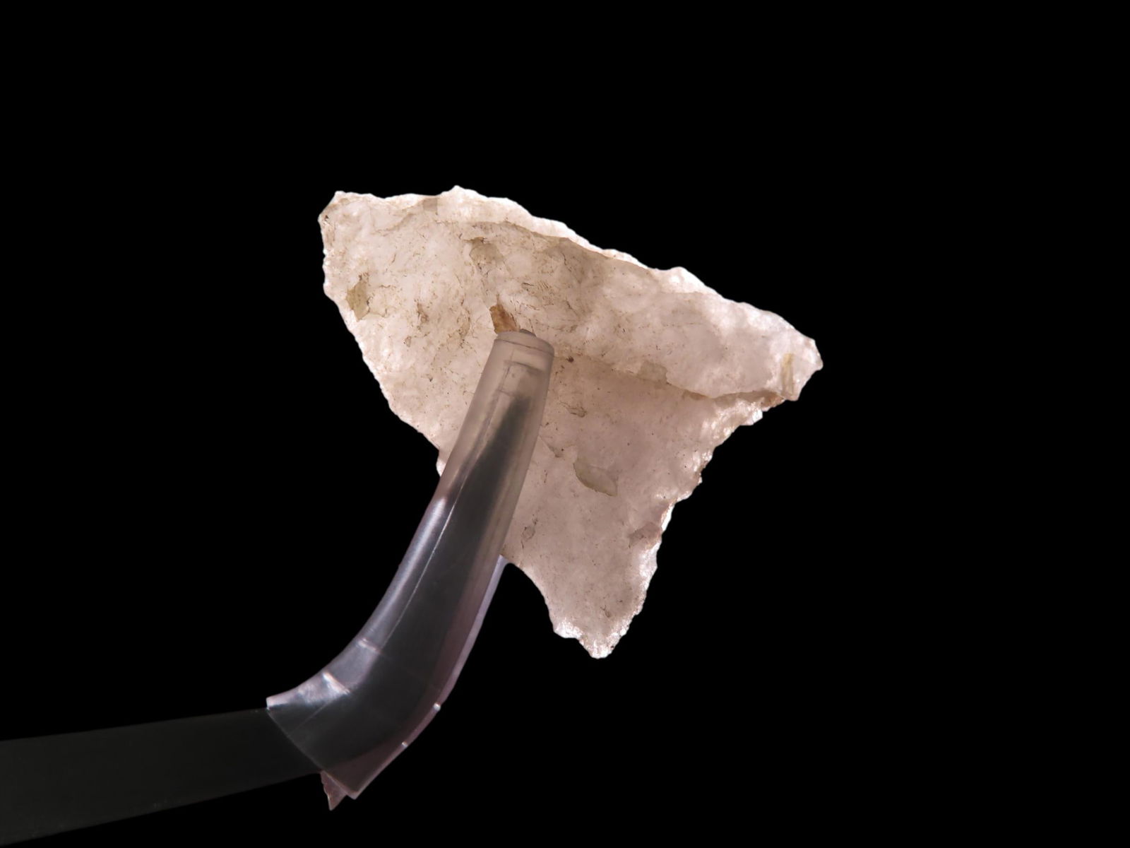 1 1/16" x 15/16" Late Paleo Crystal Quartz Alamance/Clovis, 12,000-10,000 BP, found at The Beaver (1 of 4)