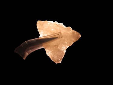 1 1/16" x 7/8" Late Paleo Crystal Quartz Alamance/Clovis, 12,000-10,000 BP, found at The Beaver Site