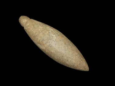 4 1/8" x 1 1/8" Plummet, found at The Beaver Site on the Marvin Farm in Attleboro, Massachusetts. Ex