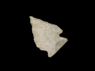 1 3/8" x 15/16" Oley Pt, Grey Rhyolite, found at The Beaver Site on the Marvin Farm in Attleboro,