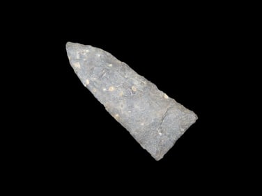 2" x 3/4" Clarksville, Dark Rhyolite, found at The Beaver Site on the Marvin Farm in Attleboro,