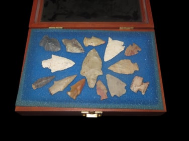 9" x 6" Frame of Native American Arrowheads