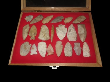12" x 9" Frame of Native American Arrowheads
