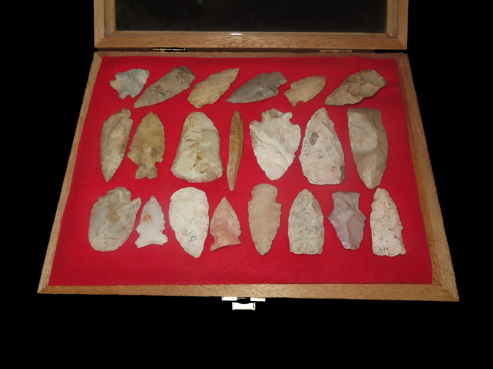 12" x 9" Frame of Native American Arrowheads (1 of 6)