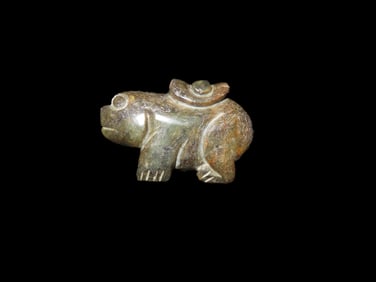 2 1/4" x 1 3/8" Chinese Jade Antique Effigy Pendant Handmade Song Pig And Monkey Effigies