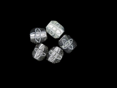 Set Of Chinese Engraved Stone Beads Made From Jade