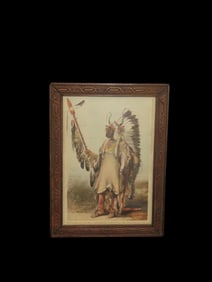 8" x 6" Antique Native American Picture The Mandan Chief