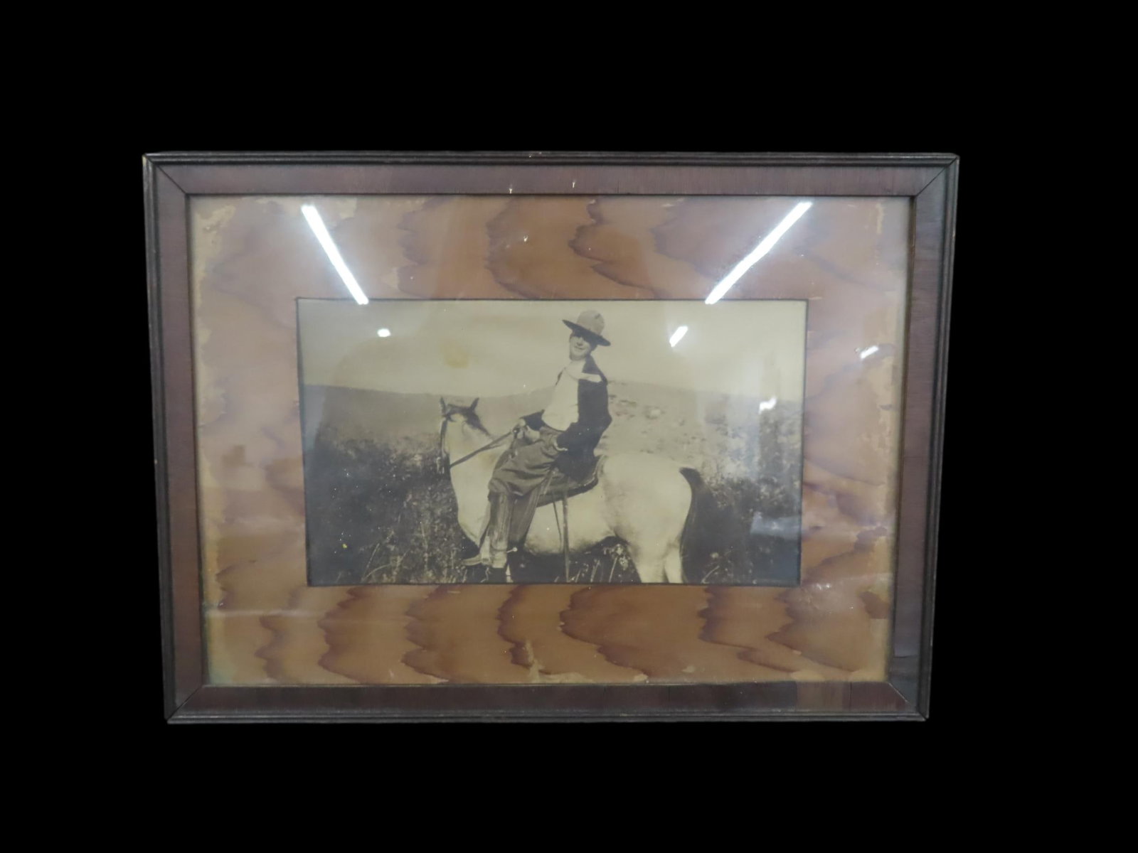 11" x 14" Antique Cowboy Picture Bill Hoff On Buck: 11" x 14" Antique Cowboy Picture Bill Hoff On Buck