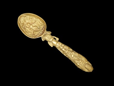 5" 7/8 x 1" 3/8 Vintage Brass Ritual Spoon Uddharani Spoon/Pooja Spoon India