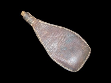 6" 3/4 Antique Black Powder Shotgun Shot Leather Pouch 1700-1800's