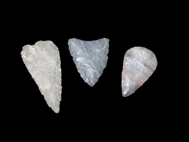 Lot of 3 Paleo Early Triangle Pts, out of Bell & Surr Co.'s in Texas-9000-7000 BP