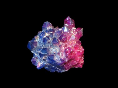 219g Crystal Quartz Cluster, Titanium Coated