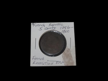 French Revolution Era 1796-1800 5 Centime Coin, French Republic