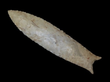 5 7/16" X 1 5/16" Paleo Fish Tail, found in Green Co., Illinois in 1957 by Tom Shinkay, Ex Jim Cox,