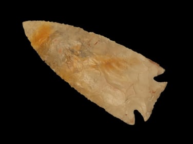 4 3/16" X 1 3/4" Corner Notch, found in Schuyler Co., Illinois, purchased at Old Barn Auction, 1989