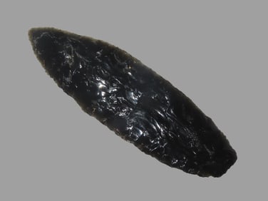 4 5/8" X 1 3/8" Cordillearan Knife, Black Color Obsidian, Dwain Rogers COA, Found in Crump Lake OR
