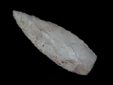 4 1/8" X 1 1/2" Archiac Knife, White Chert, Stermer COA, Found in Black Rock Desert NV