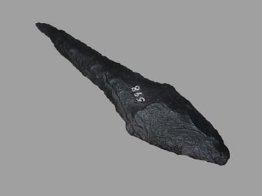 5 9/16" X 1 3/8" Cascade Shouldered, Basalt, Motley COA, Found in Oregon