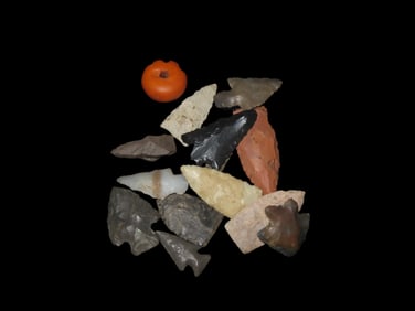 Group of Fine Birdpoints and One Bead, all found Hardin Co., Tennessee