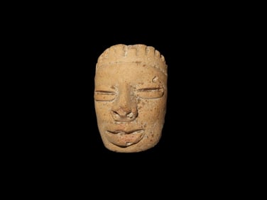 1 17/32" X 1 1/8" Pre-Columbian Teotihuacan culture pottery head, potentially a maskette or a