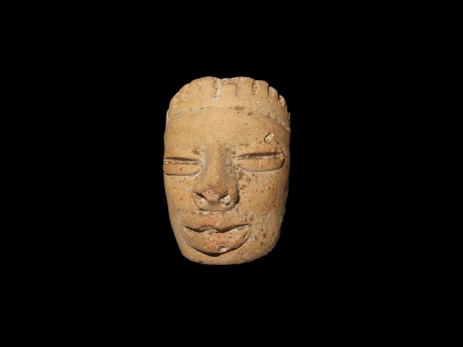 1 17/32" X 1 1/8" Pre-Columbian Teotihuacan culture pottery head, potentially a maskette or a (1 of 5)