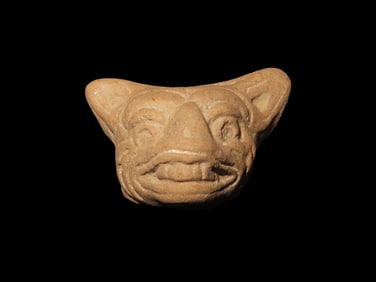1 3/4" X 1 1/8"  Pre-Columbian Tumaco terracota figurine head, possibly a representation of a