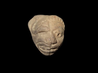 1 1/8" X 1 15/16" Pre-Columbian Pottery Effigy of a Two-faced  Head