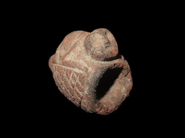 1 7/8" X 1 1/16" Human and Animal Effigy on Tube Pipe