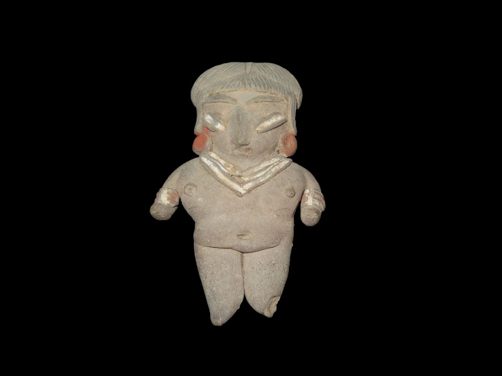 3" X 1 3/4" Pre-Columbian ceramic female figurine, often referred to as a Tlatilco "pretty lady,": 3" X 1 3/4" Pre-Columbian ceramic female figurine, often referred to as a Tlatilco "pretty lady," from the Tlatilco culture of Central Mexico. The figure is estimated to be over 3,000 years old, datin